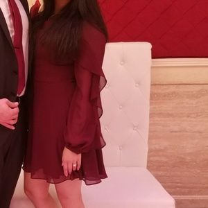 Ruffled burgundy dress